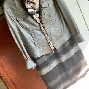 WHBM Black & Gray Striped Pencil Skirt Size 12